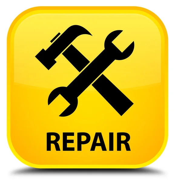 Reparatie (extra pictogram) gele vierkante knop — Stockfoto