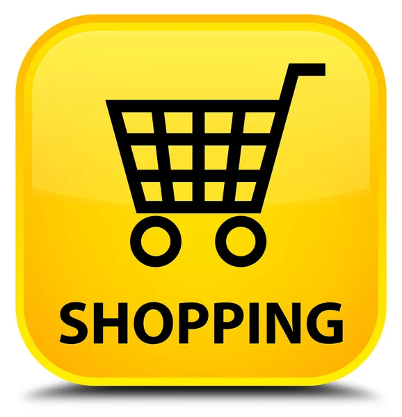 Shopping giallo pulsante quadrato — Foto Stock
