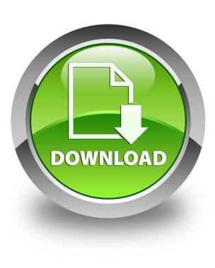 (Belge simgesi) parlak yeşil yuvarlak düğme download