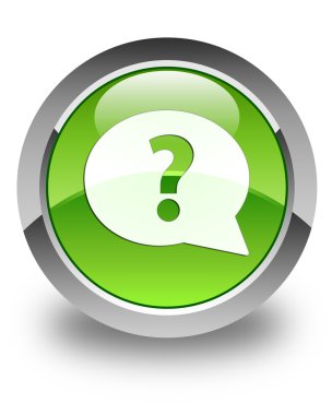 soru işareti kabarcık simgesi parlak yeşil yuvarlak düğme