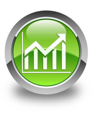 istatistik simgesi parlak yeşil yuvarlak düğme
