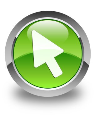 imleç simgesi parlak yeşil yuvarlak düğme