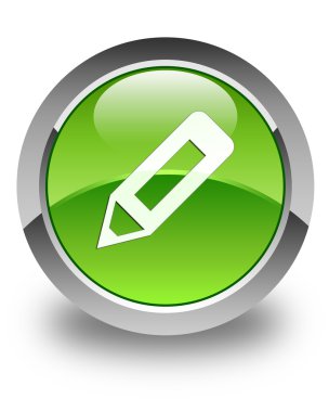 potlood icoon glanzend groene ronde knop