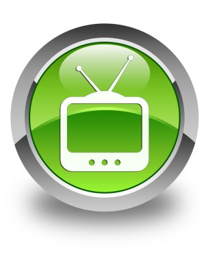 TV simgesi parlak yeşil yuvarlak düğme