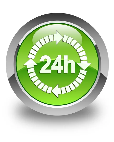 24h delivery icon glossy green round button — Stock Photo, Image