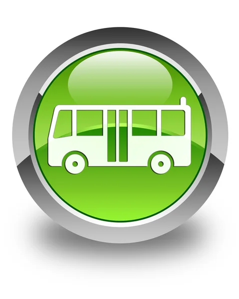 バスのアイコン光沢がある緑の円形ボタン — ストック写真