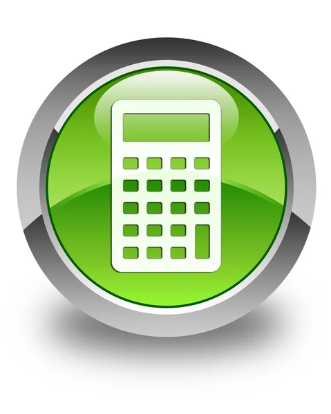Calculadora icono brillante botón redondo verde —  Fotos de Stock