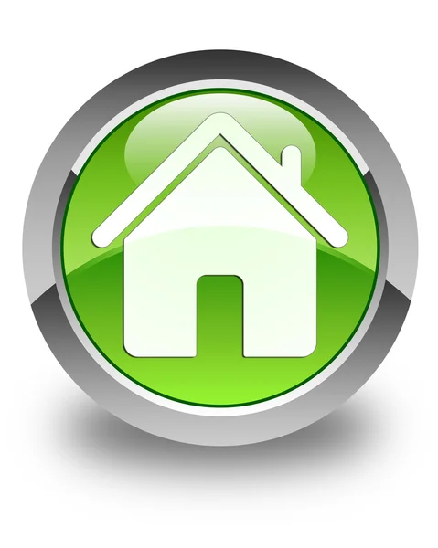 Hem-symbolen glansigt gröna runda knappen — Stockfoto