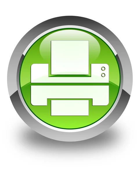 Yazıcı simgesi parlak yeşil yuvarlak düğme — Stok fotoğraf