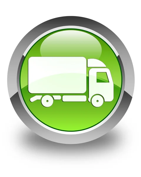 Блестящая зелёная кнопка значка грузовика — стоковое фото