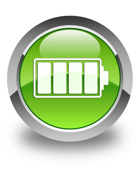 Battery icon glossy green round button — Stock Photo, Image