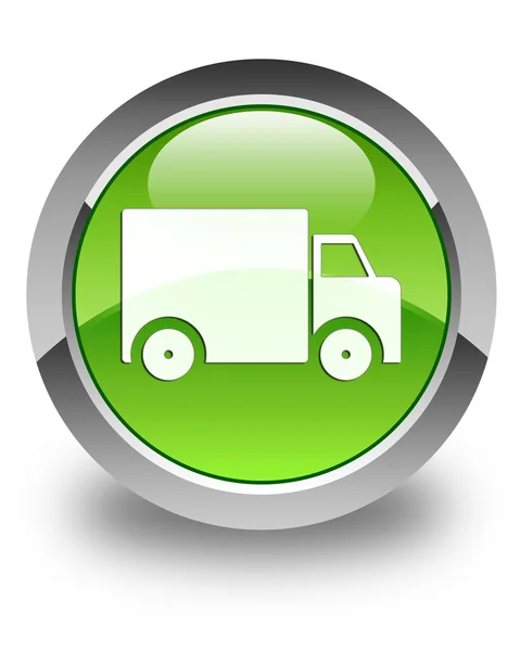 Delivery truck icon glossy green round button — Stock Photo, Image