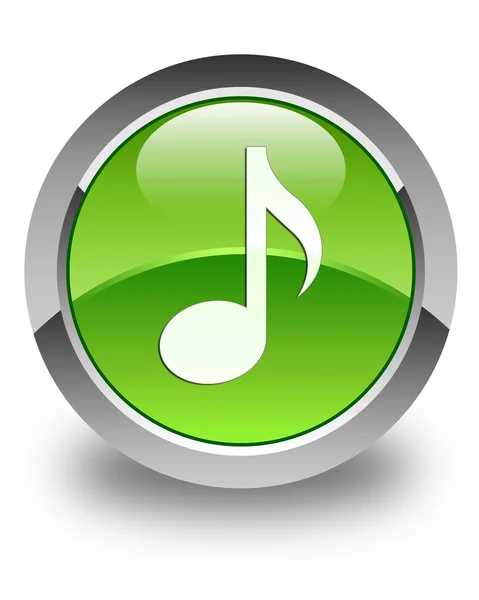 Hudební ikonu lesklé zelené kulaté tlačítko — Stock fotografie