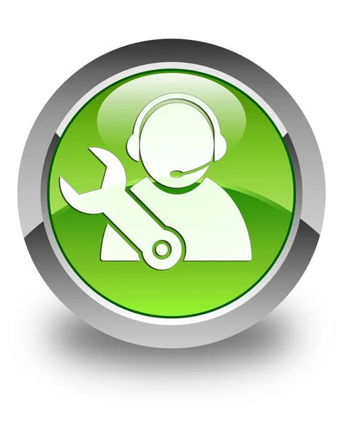 Tech support icon glossy green round button — Stock Photo, Image