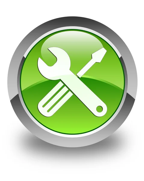 Tool icon glossy green round button — Stock Photo, Image