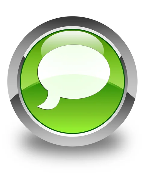 Ikon percakapan mengkilap tombol bundar hijau — Stok Foto