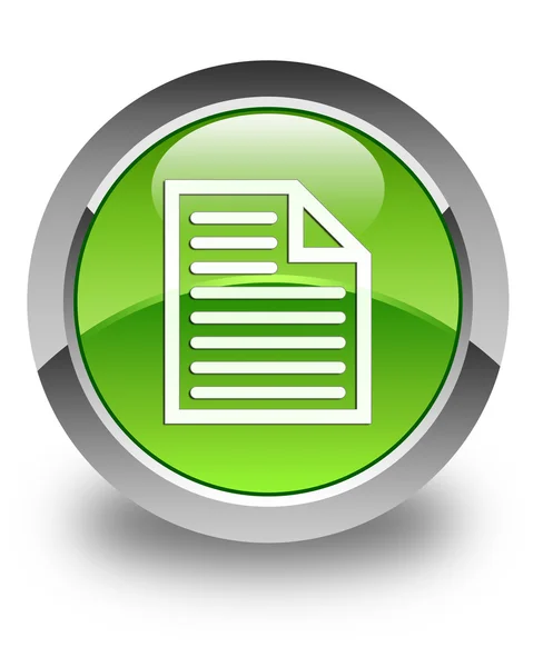 Document page icon glossy green round button — Stock Photo, Image