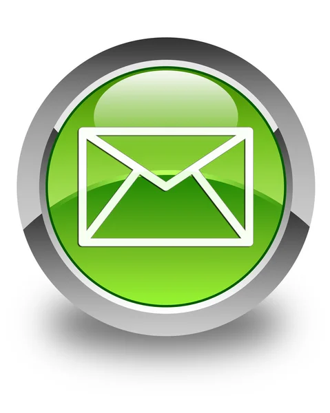 Email icona verde lucido pulsante rotondo — Foto Stock