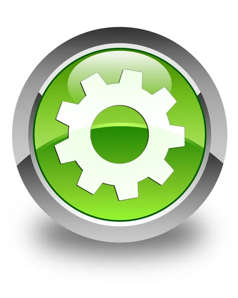 Proces ikonu lesklé zelené kulaté tlačítko — Stock fotografie