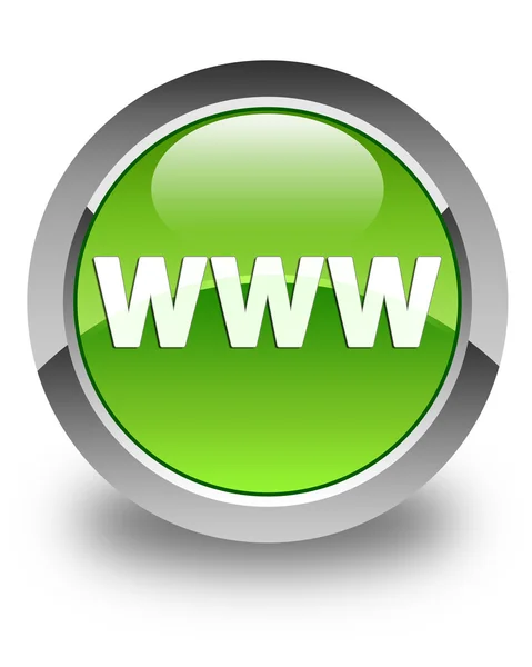 Блестящая зелёная пуговица WWW — стоковое фото