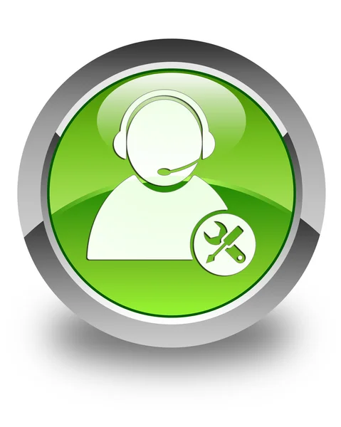 Tech support icon glossy green round button — Stock Photo, Image