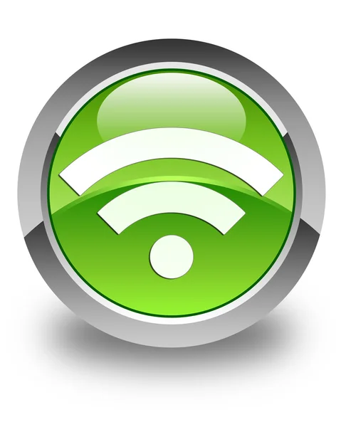 Wifi icon glossy green round button — Stock Photo, Image