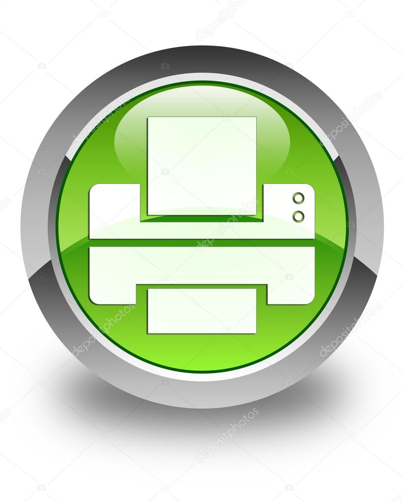 Printer icon glossy green round button