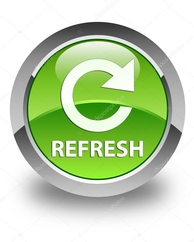 Refresh (rotate icon) glossy green round button