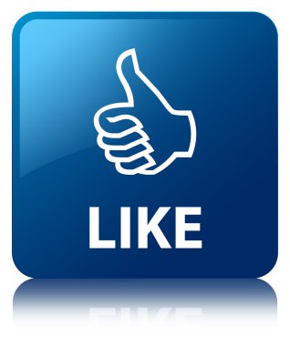 Parlak mavi kare düğme yansıtıldığı gibi