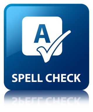 Yazım denetimi parlak mavi yansıyan kare düğme