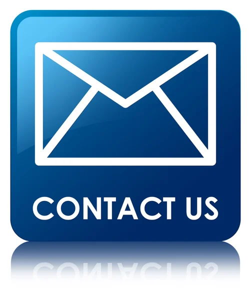 Зв'язатися з нами (іконка електронної пошти) глянцева синя відбита квадратна кнопка — стокове фото