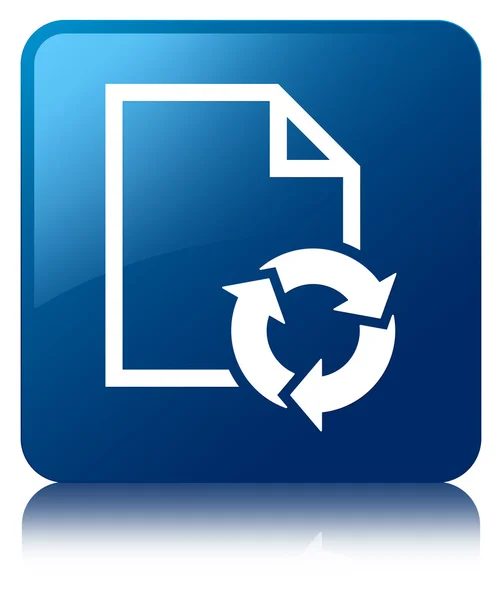 Processo de Documento azul brilhante refletido botão quadrado — Fotografia de Stock