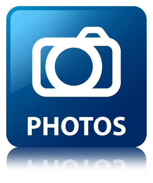 Fotos glänzend blau reflektiert quadratischen Knopf — Stockfoto