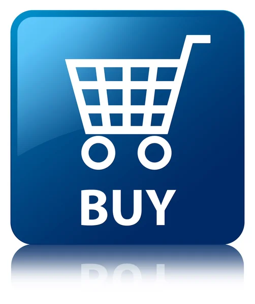 Buy (ecommerce icon) glossy blue reflected square button — Stock Photo, Image