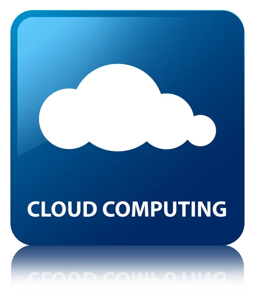 Cloud computing blu lucido pulsante quadrato riflesso — Foto Stock