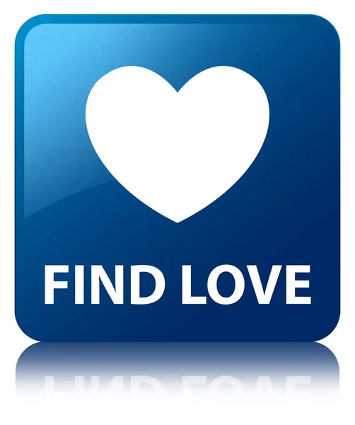Encontrar o amor azul brilhante refletido botão quadrado — Fotografia de Stock