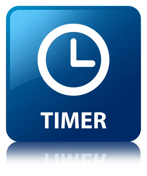 Timer-Uhr glänzend blau reflektiert quadratische Taste — Stockfoto