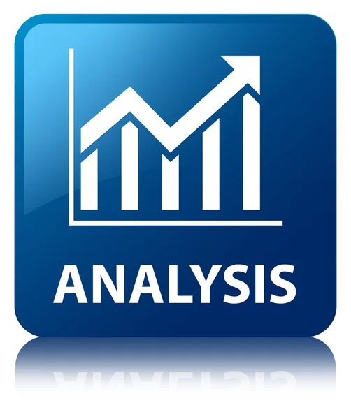 Analysis (statistics icon) glossy blue reflected square button — Stock Photo, Image