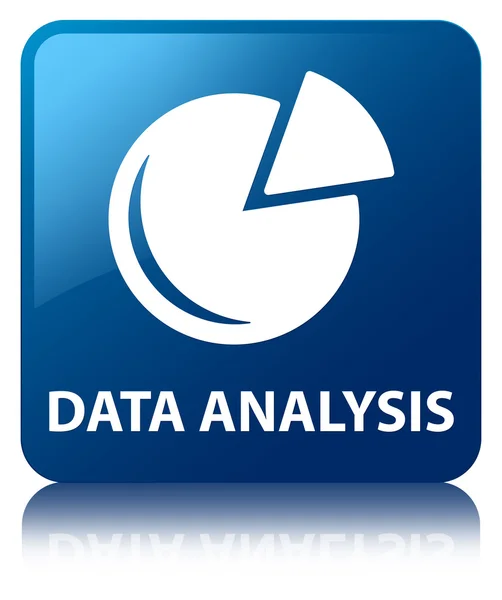 Data analys (diagram ikon) glossy blue återspeglas fyrkantig knapp — Stockfoto