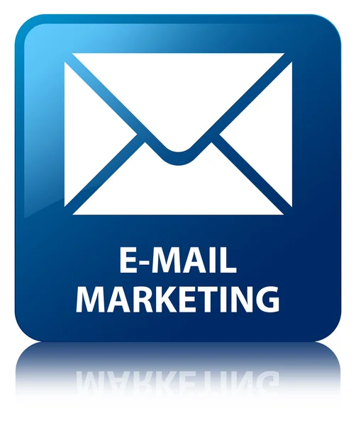 E-mail marketing lucido blu riflesso pulsante quadrato — Foto Stock