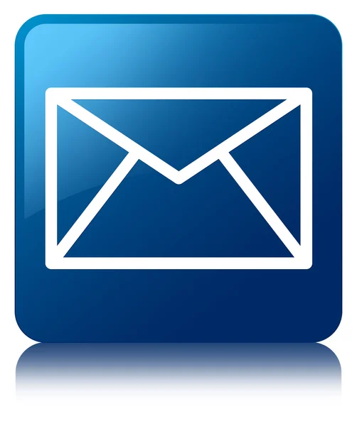电子邮件图标有光泽蓝色反映的方形按钮 — 图库照片