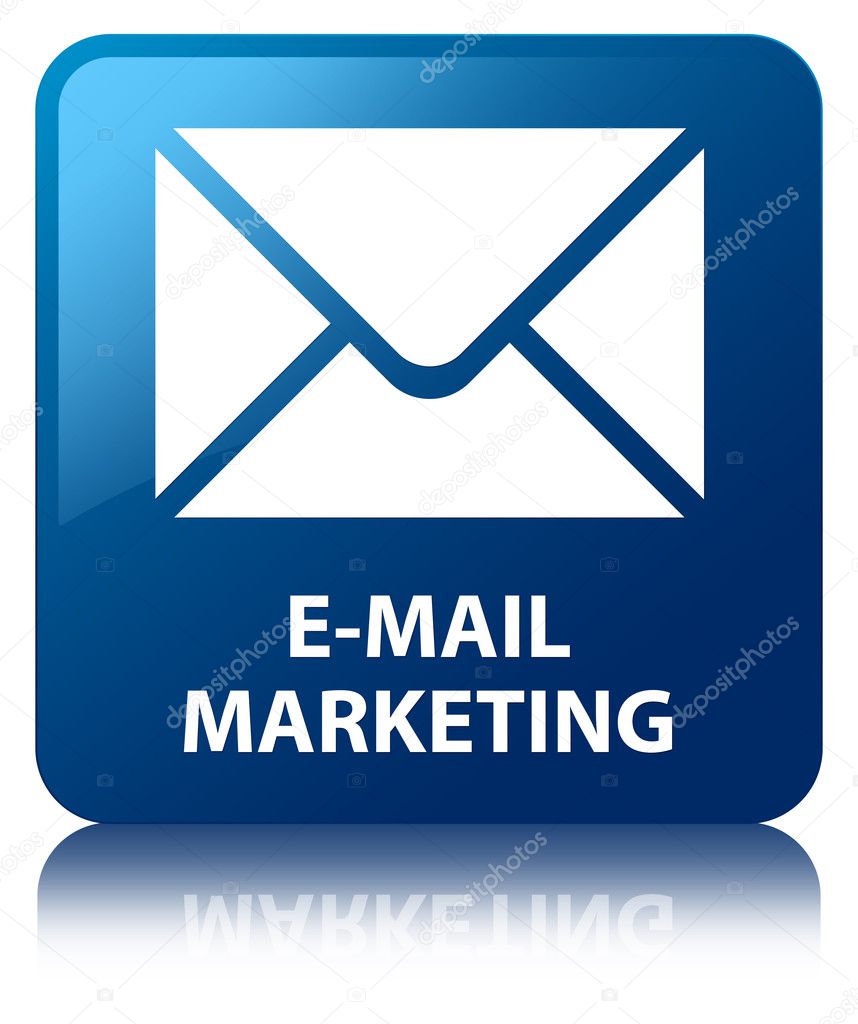 E-mail marketing glossy blue reflected square button