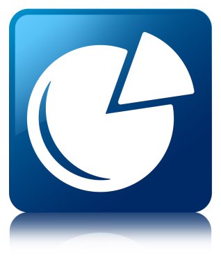 Grafik simge parlak mavi kare düğme yansıyan
