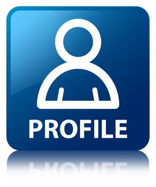 Profil (üye simgesi) parlak mavi kare düğme yansıyan