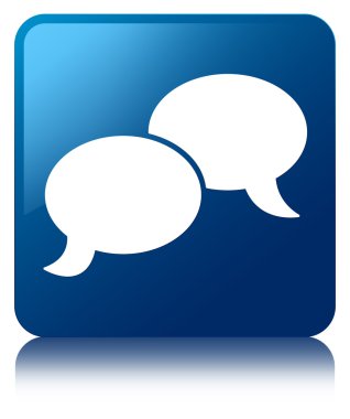 Sohbet simgesi parlak mavi yansıyan kare düğme