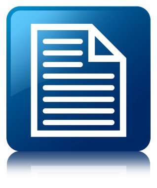 Sayfa simgesi parlak mavi kare düğme yansıyan