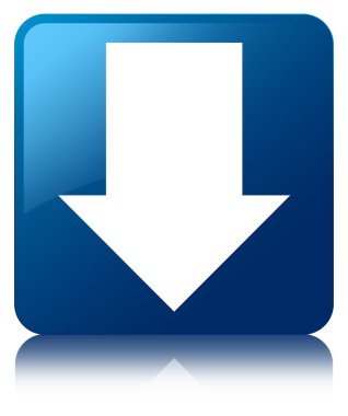 Ok simgesi parlak mavi yansıyan kare düğme download