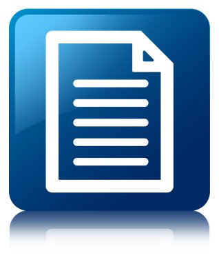 Alıntı sayfa simgesi parlak mavi yansıyan kare düğme