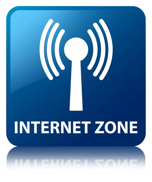 Internet-Zone (WLAN-Netzwerk-Symbol) glänzend blau reflektiert Quadrat — Stockfoto
