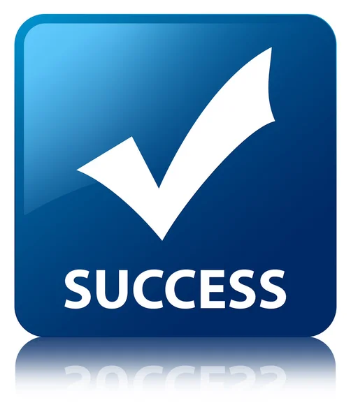 Успіх (піктограма перевірки) глянцева синя відбита квадратна кнопка — стокове фото